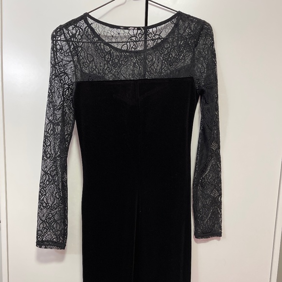 Velvet black dress with lace H&M - Picture 2 of 8